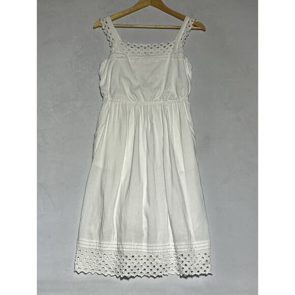 Anthropologie Maeve Dress Small White Eyelet Square Neck Coastal Cottage - Picture 1 of 12